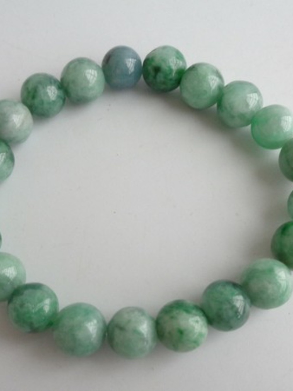 Certified Green Natural A Jade Jadeite Handmade 9mm Bead Stretchy Bracelet